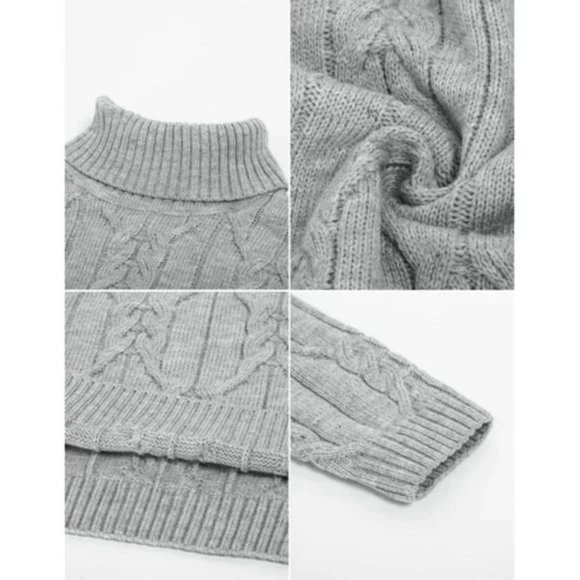 Men's L11 Turtleneck Pullover Sweaters Light Grey - Picture 6 of 8